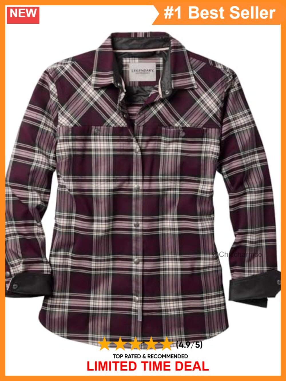Performance Flannel Snap Up Shirt Long Sleeve Plaid Relaxed Fit